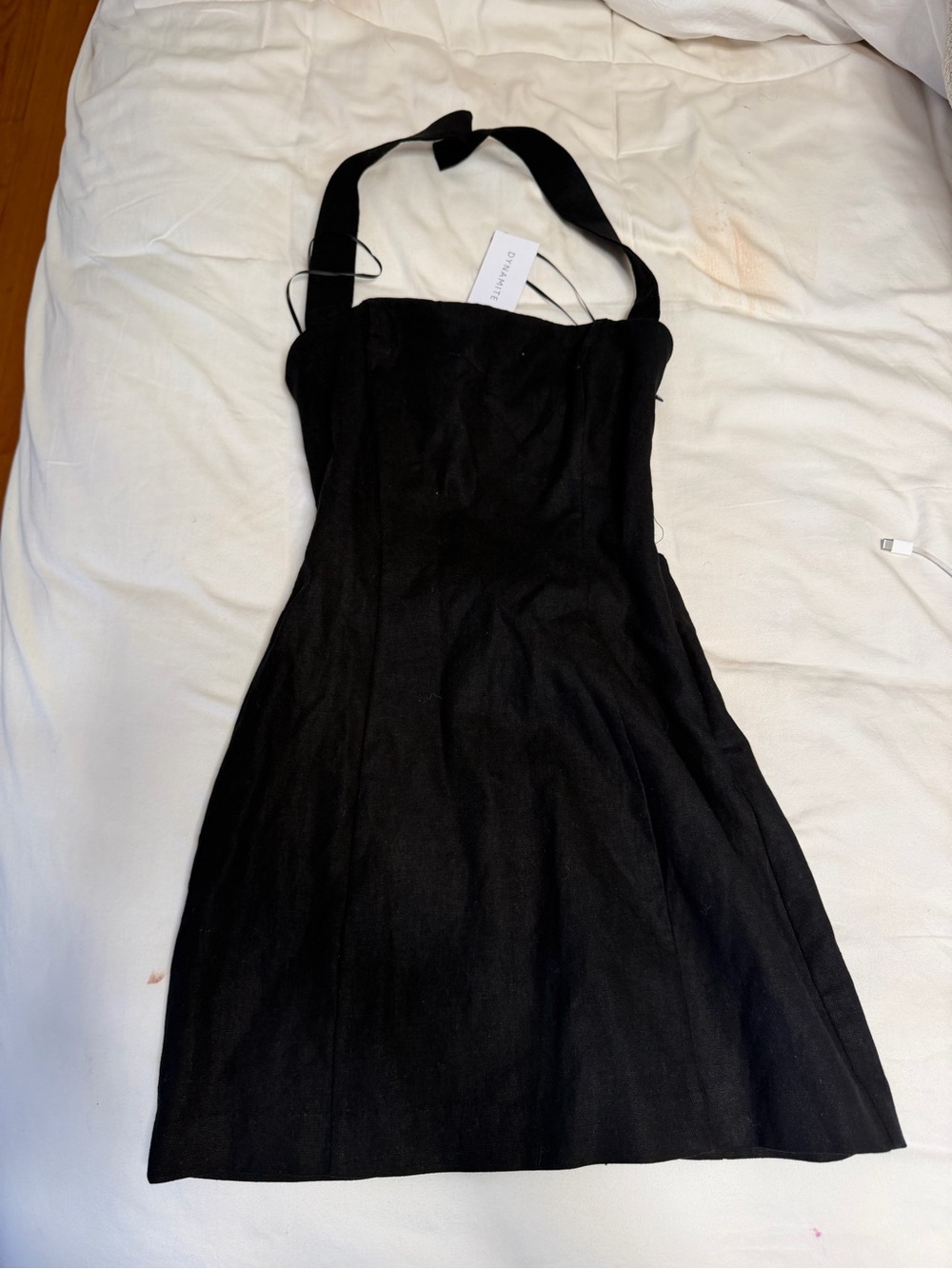 Dynamite Black One-Shoulder Halter Dress